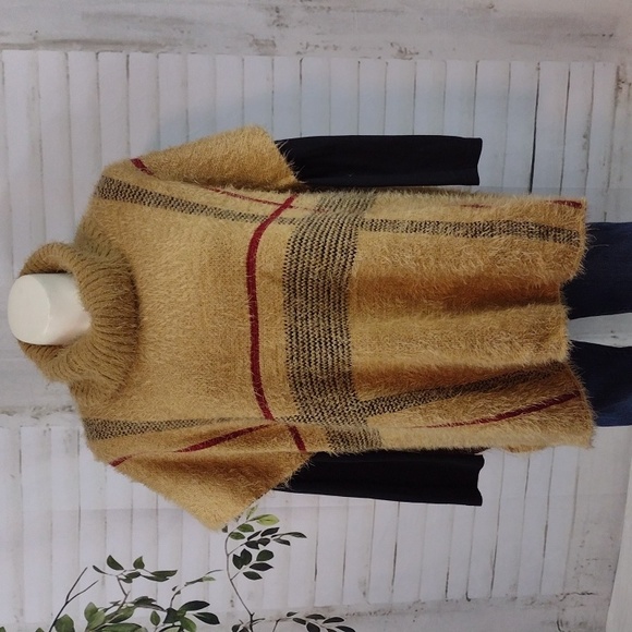 Do Everything in Love Tan Stripe Poncho Size One Size - Picture 1 of 5